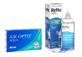 Air Optix Aqua (6 lentile) + ReNu MultiPlus 360 ml cu suport