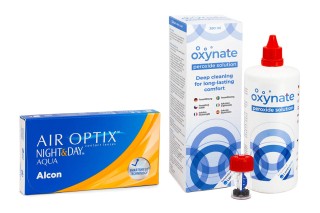 Air Optix Night & Day Aqua (6 lentile) + Oxynate Peroxide 380 ml cu suport