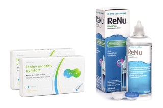 Lenjoy Monthly Comfort (12 lentile) + ReNu MultiPlus ® Multi-Purpose 360 ml cu suport lentile