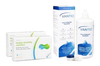 Lenjoy Monthly Comfort (12 lentile) + Vantio Multi-Purpose 360 ml cu suport