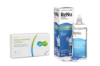 Lenjoy Monthly Comfort (6 lentile) + ReNu MultiPlus ® Multi-Purpose 360 ml cu suport lentile