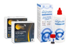 Lenjoy Monthly Day & Night (12 lentile) + Oxynate Peroxide 380 ml cu suport