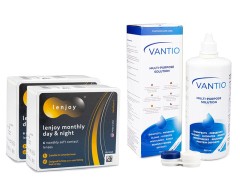 Lenjoy Monthly Day & Night (12 lentile) + Vantio Multi-Purpose 360 ml cu suport