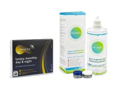 Lenjoy Monthly Day & Night (3 lentile) + Solunate Multi-Purpose 400 ml cu suport