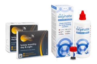 Lenjoy Monthly Day & Night (9 lentile) + Oxynate Peroxide 380 ml cu suport