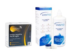 Lenjoy Monthly Day & Night (6 lentile) + Vantio Multi-Purpose 360 ml cu suport