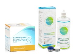 PureVision 2 pentru Astigmatism (6 lentile) + Solunate Multi-Purpose 400 ml cu suport