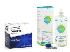 PureVision Multi-Focal (6 lentile) + Solunate Multi-Purpose 400 ml cu suport